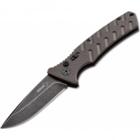 Автоматический складной нож Boker Plus Strike Coyote Spearpoint, сталь AUS-8 BlackWash™ Plain, рукоять анодированный алюминий, BK01BO424 купить в Саранске