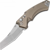 Автоматический складной нож Hogue Wharncliffe EX-A05, клинок Stonewash, сталь 154CM, рукоять пустынный алюминий купить в Саранске