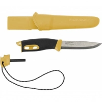 Нож с фиксированным лезвием Morakniv Companion Spark Black Yellow, сталь Sandvik 12C27, рукоять резина/пластик купить в Саранске