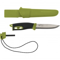 Нож с фиксированным лезвием Morakniv Companion Spark (S) Green, сталь Sandvik 12C27, рукоять резина/пластик купить в Саранске