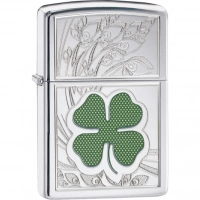 Зажигалка ZIPPO Classic «Клевер» с покрытием High Polish Chrome купить в Саранске